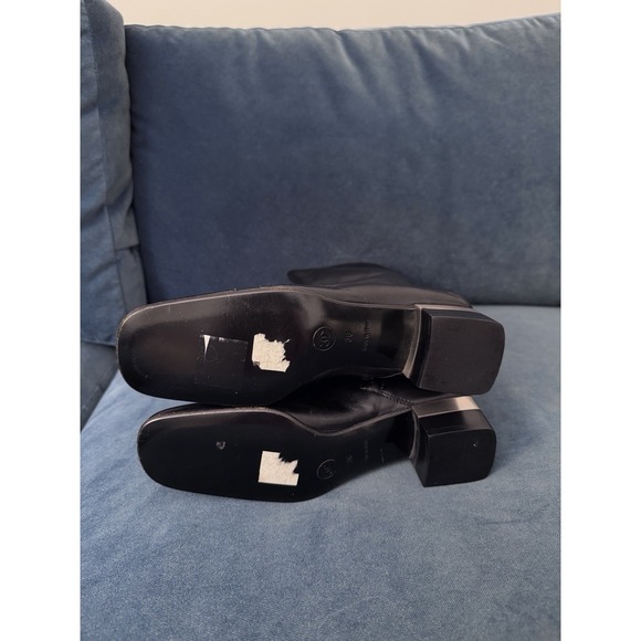 Chanel Vintage Interlocking CC Logo Y2K Black Leather Boots Size 6B - Picture 10 of 13